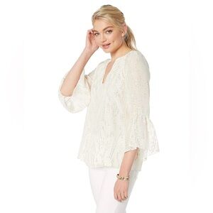 Lilly Pulitzer Cream Blouse with Subtle Pattern